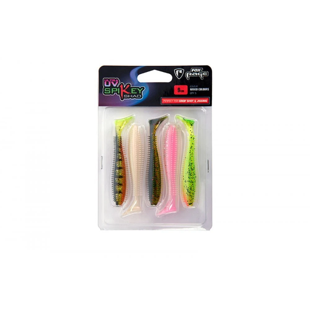 Fox Rage SPIKEY SHAD 12CM ULTRA UV MIXED COLOUR PACK 5 PIECES (NMC016).